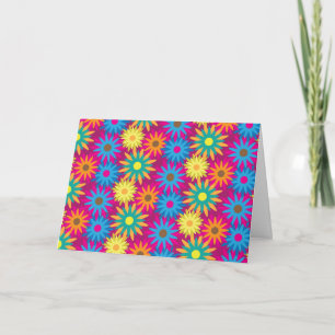 1960s Flower Power Colorful Floral Modern Pattern Thank You Card