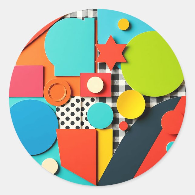 1960s Geometric Graphic Design Classic Round Sticker (Front)