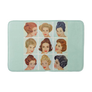1960s hairstyles grid bath mat