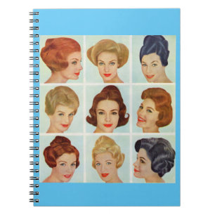 1960s hairstyles grid notebook