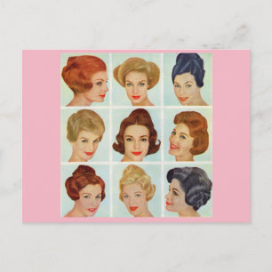 1960s hairstyles grid postcard
