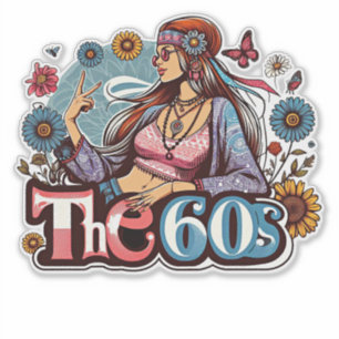 1960s Hippie girl chick peace sign fingers art