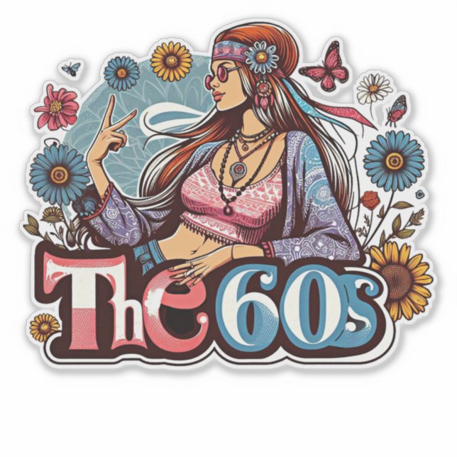 1960s Hippie girl chick peace sign fingers art (Front)