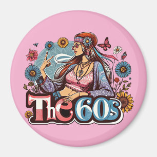 1960s Hippie girl chick peace sign fingers art Magnet
