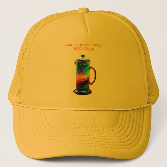 1960's Hippie Psychedelic French Press Trucker Hat (Front)