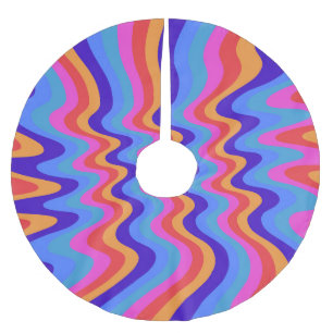 1960s Hippie Trippy Retro Wallpaper Brushed Polyester Tree Skirt
