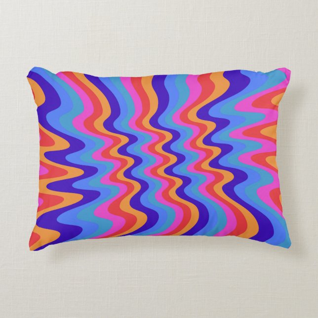 1960s Hippie Trippy Retro Wallpaper Decorative Cushion (Front)