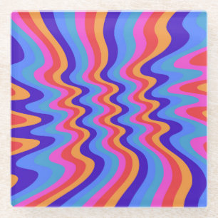 1960s Hippie Trippy Retro Wallpaper Glass Coaster