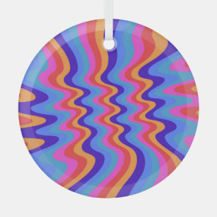 1960s Hippie Trippy Retro Wallpaper Glass Tree Decoration