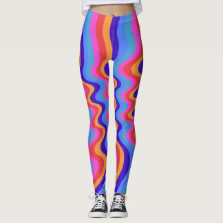 1960s Hippie Trippy Retro Wallpaper Leggings