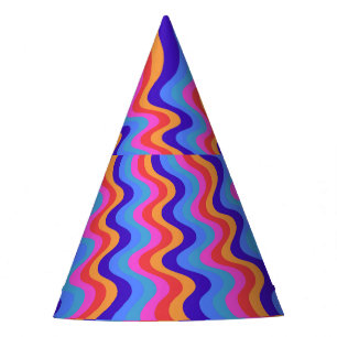 1960s Hippie Trippy Retro Wallpaper Party Hat
