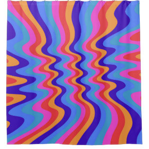 1960s Hippie Trippy Retro Wallpaper Shower Curtain