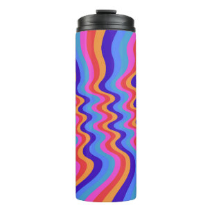 1960s Hippie Trippy Retro Wallpaper Thermal Tumbler