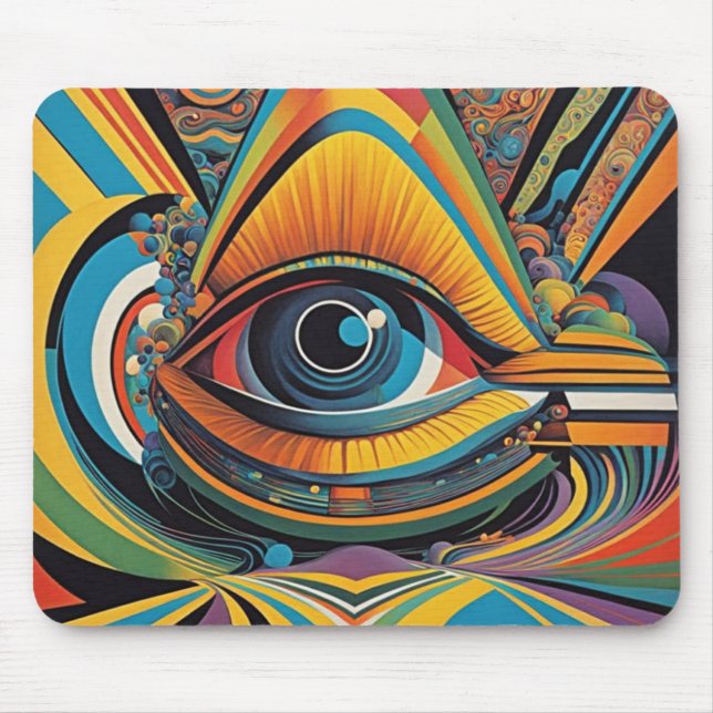 1960s Horror Vacui Psychedelic Artwork Mouse Pad (Front)