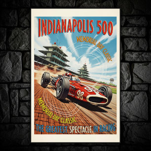 1960s Indianapolis 500 Vintage Wall Poster