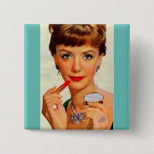 1960s lipstick lady 15 cm square badge