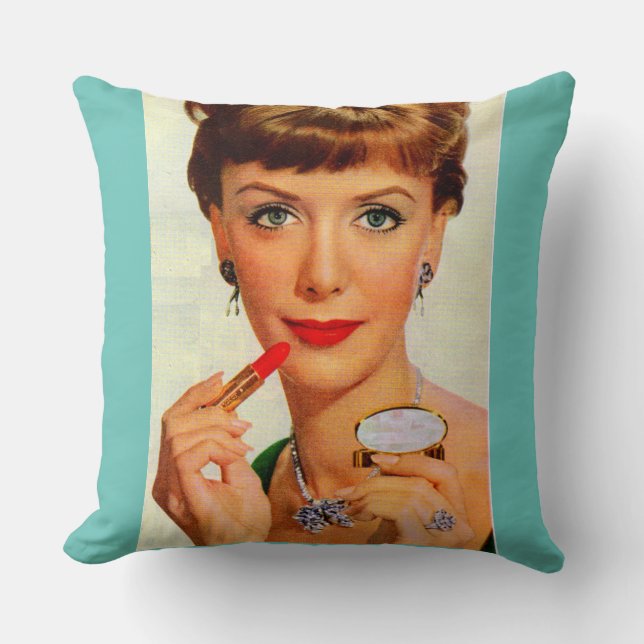 1960s lipstick lady cushion (Front)