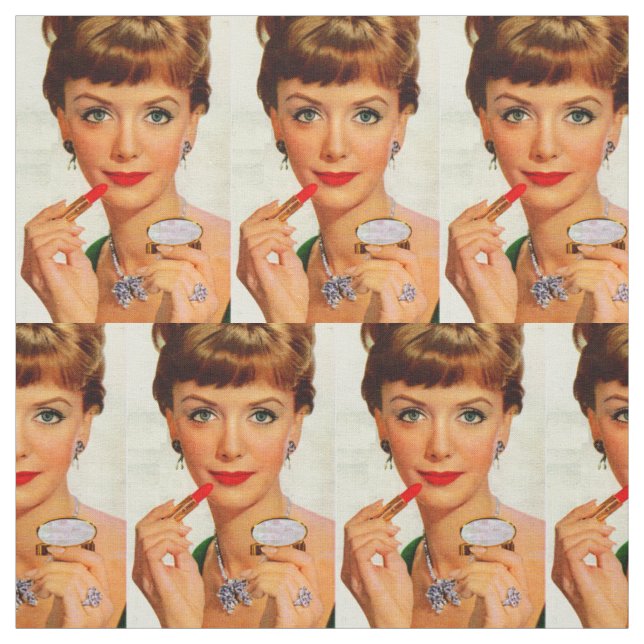1960s lipstick lady print fabric (Swatch)