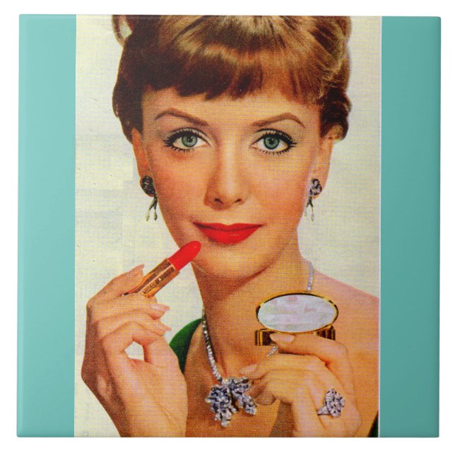 1960s lipstick lady tile (Front)
