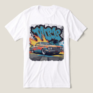 1960s Lowrider in Graffiti Fire Wall Art Style Tri-Blend Shirt