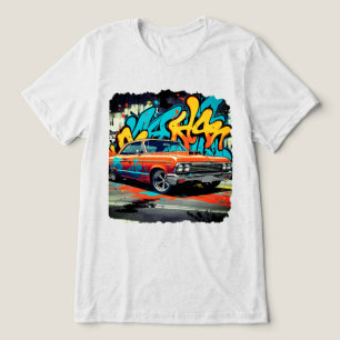 1960s Lowrider in Graffiti Fire Wall Art Style Tri-Blend Shirt