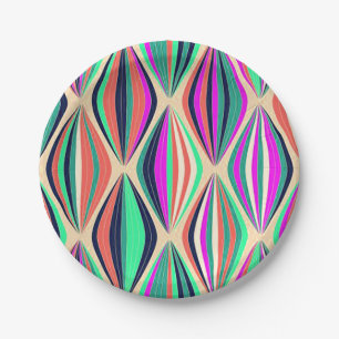 1960s Mid Century Modern Colourful pattern Paper Plate