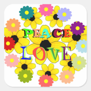 1960s, Peace and Love Square Sticker