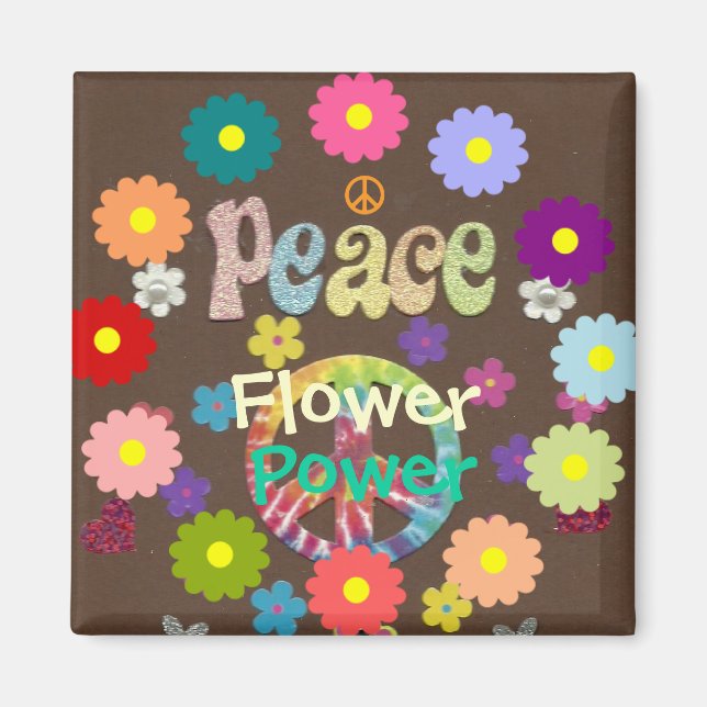 1960s, Peace, Flower Power, retro design Magnet (Front)