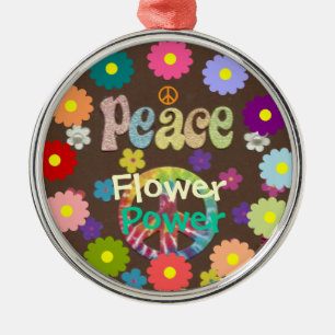1960s, Peace, Flower Power, retro design Metal Ornament