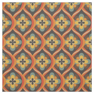 1960s Retro Groovy Orange Brown Gold Fabric