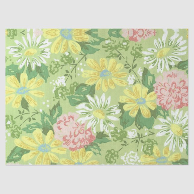 1960s Retro Mid Century Country Vintage Floral Tissue Paper (Front)