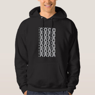 1960's RETRO WAVE AND CIRCLE PATTERN BLACK AND GRE Hoodie