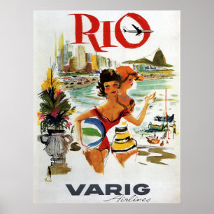 1960's RIO VINTAGE TRAVEL Poster