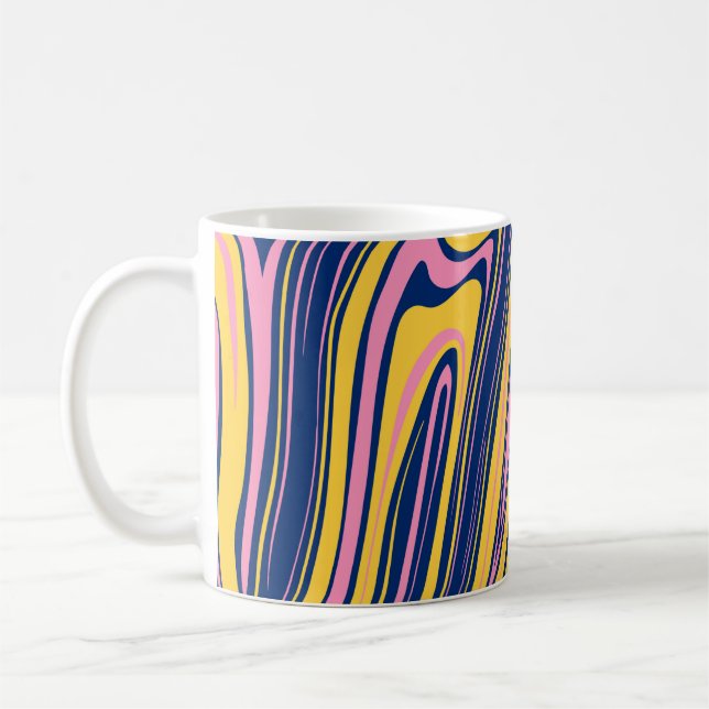 1960s Style Color Waves Backgrounds. Wavy Psychede Coffee Mug (Left)