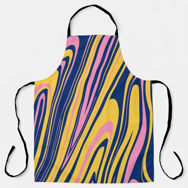 1960s Style Colour Waves Backgrounds. Wavy Psyched Apron (Front)