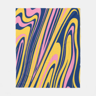 1960s Style Colour Waves Backgrounds. Wavy Psyched Fleece Blanket