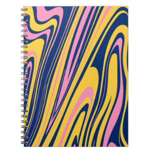 1960s Style Colour Waves Backgrounds. Wavy Psyched Notebook