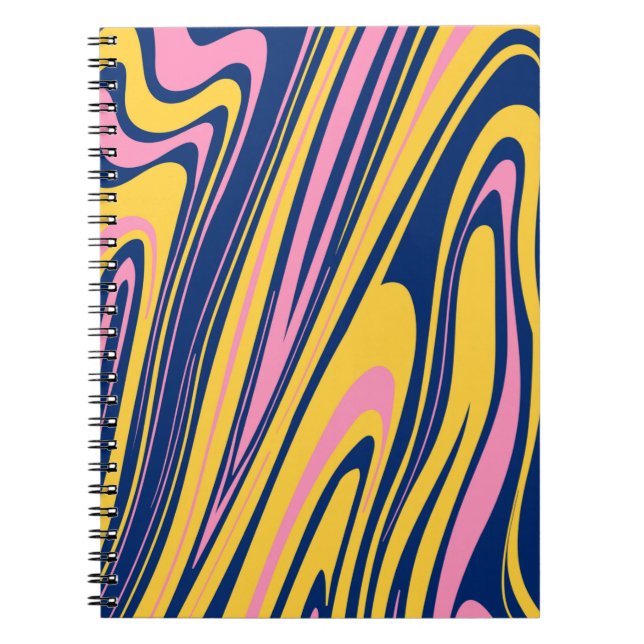 1960s Style Colour Waves Backgrounds. Wavy Psyched Notebook (Front)