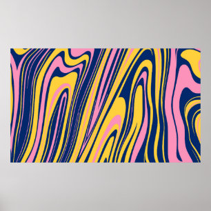 1960s Style Colour Waves Backgrounds. Wavy Psyched Poster