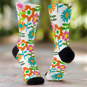1960's Style Flowers Socks