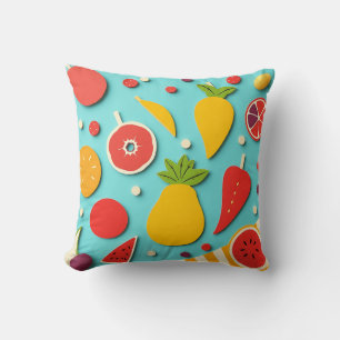 1960s Style Fruit Collage Cushion