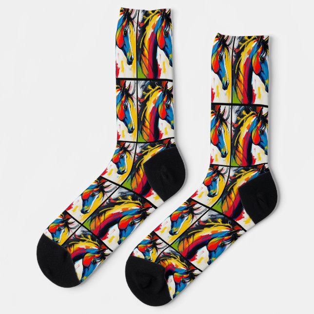 1960's Style Groovy Abstract Horse Socks (Left)
