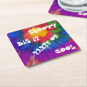 1960's Style Square Colourful Paper Coaster