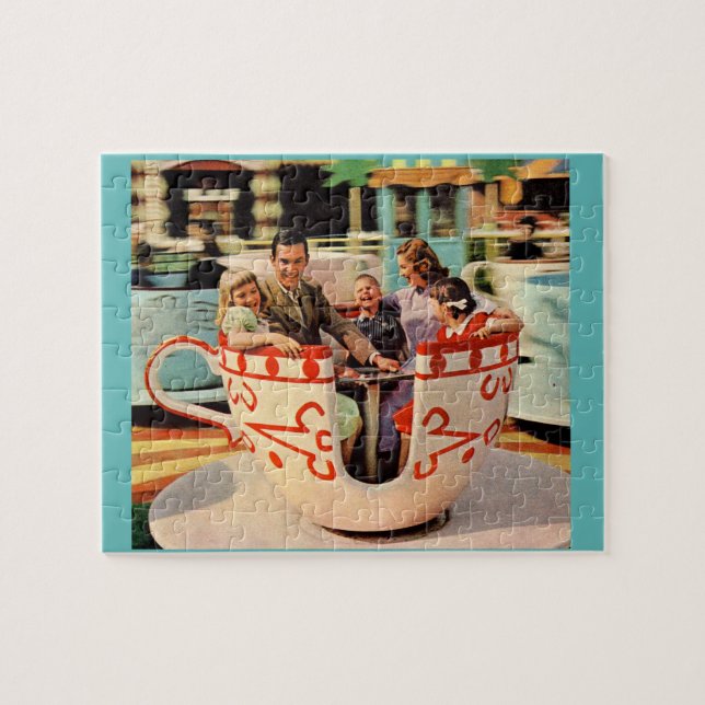 1960s teacup ride at the amusement park jigsaw puzzle (Horizontal)