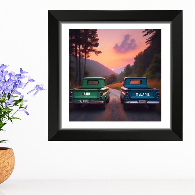 1960s Trucks Nostalgia on Dirt Road Custom Names Photo Print (Creator Uploaded)