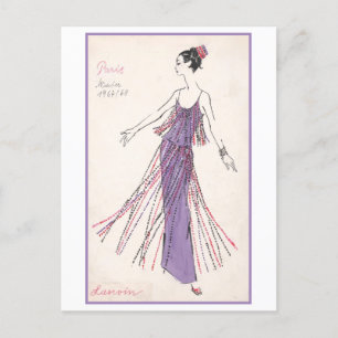 1960s Vintage Dress Fashion Design Postcard