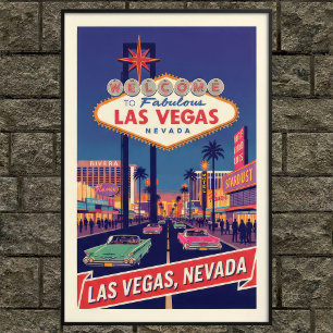 1960s Vintage Las Vegas Travel Poster