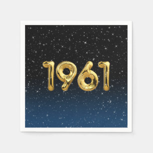 1961 Birthday Balloons In Stars Napkins