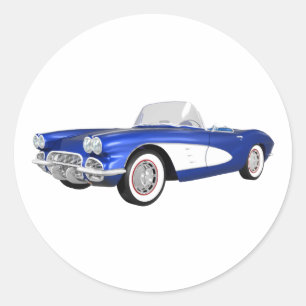 1961 Corvette C1: Blue Finish: Classic Round Sticker