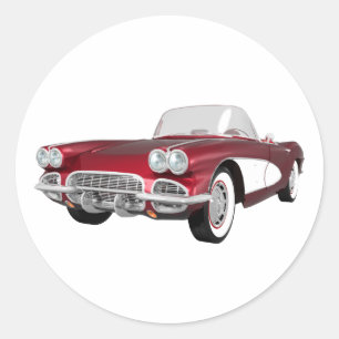 1961 Corvette C1: Candy Apple Finish: Classic Round Sticker